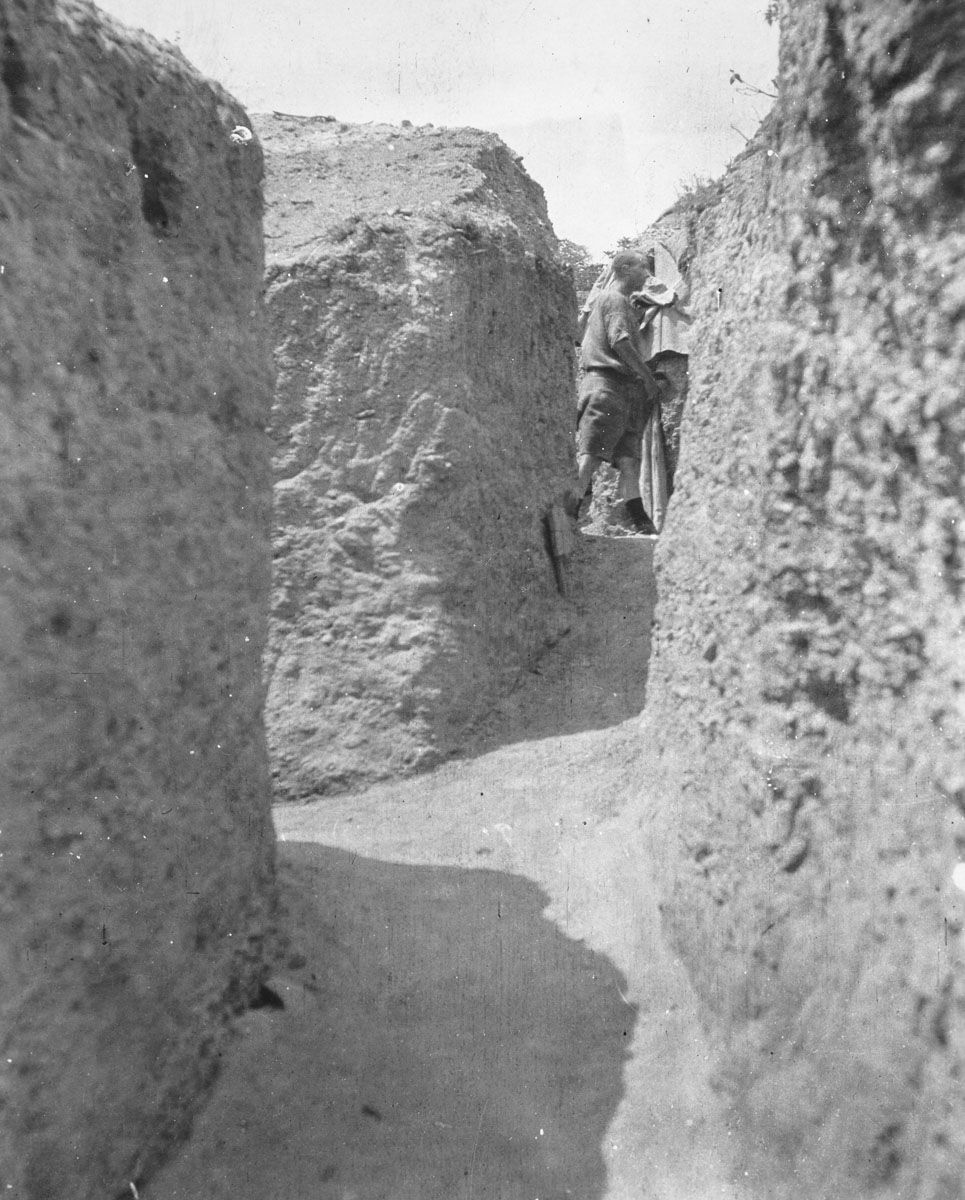 View along the inside of trenches on Russell's Top.